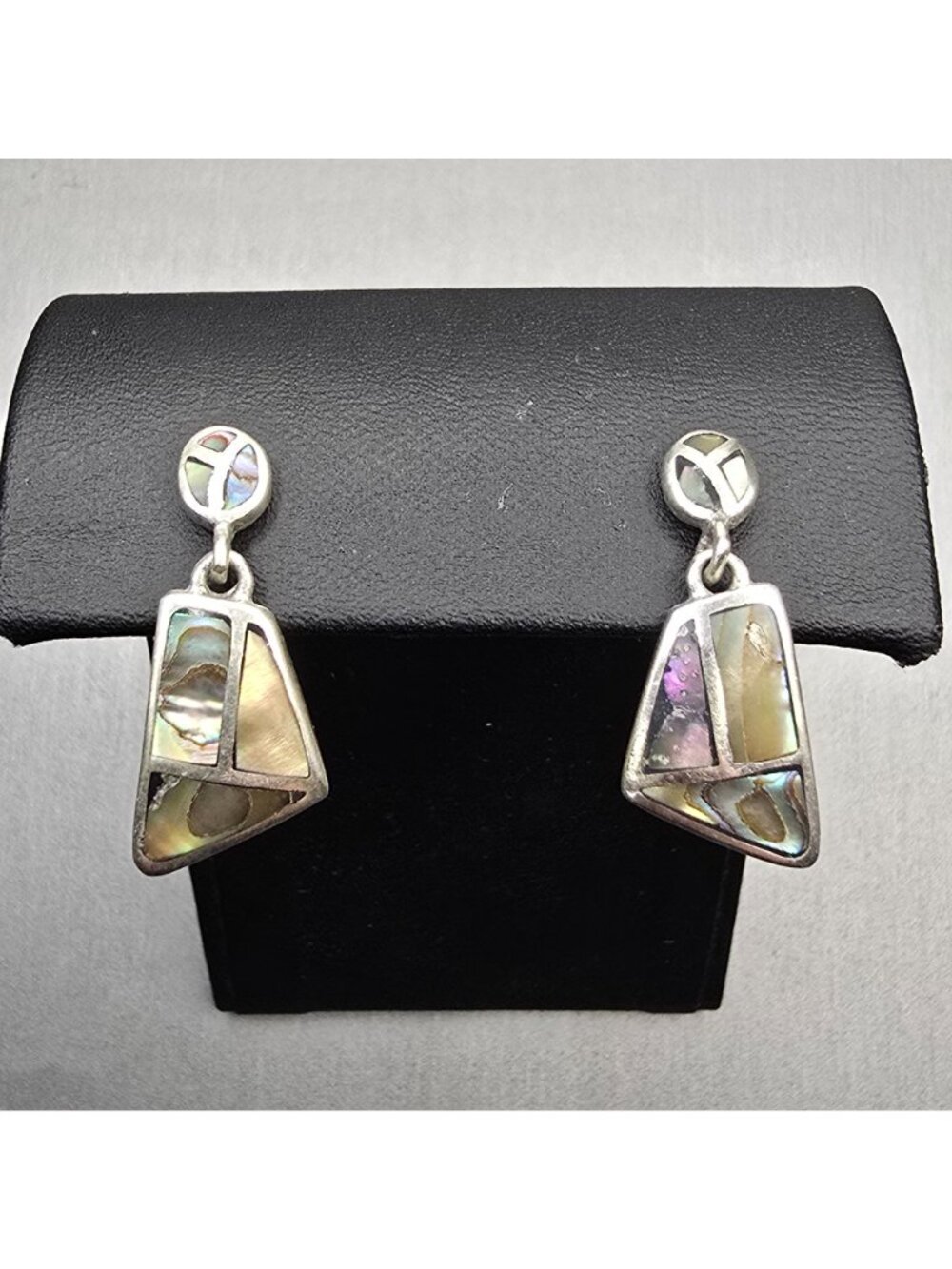 Vintage Carol Felley Abalone Silver Earrings Southwestern Dangle CFJ - Picture 9 of 9